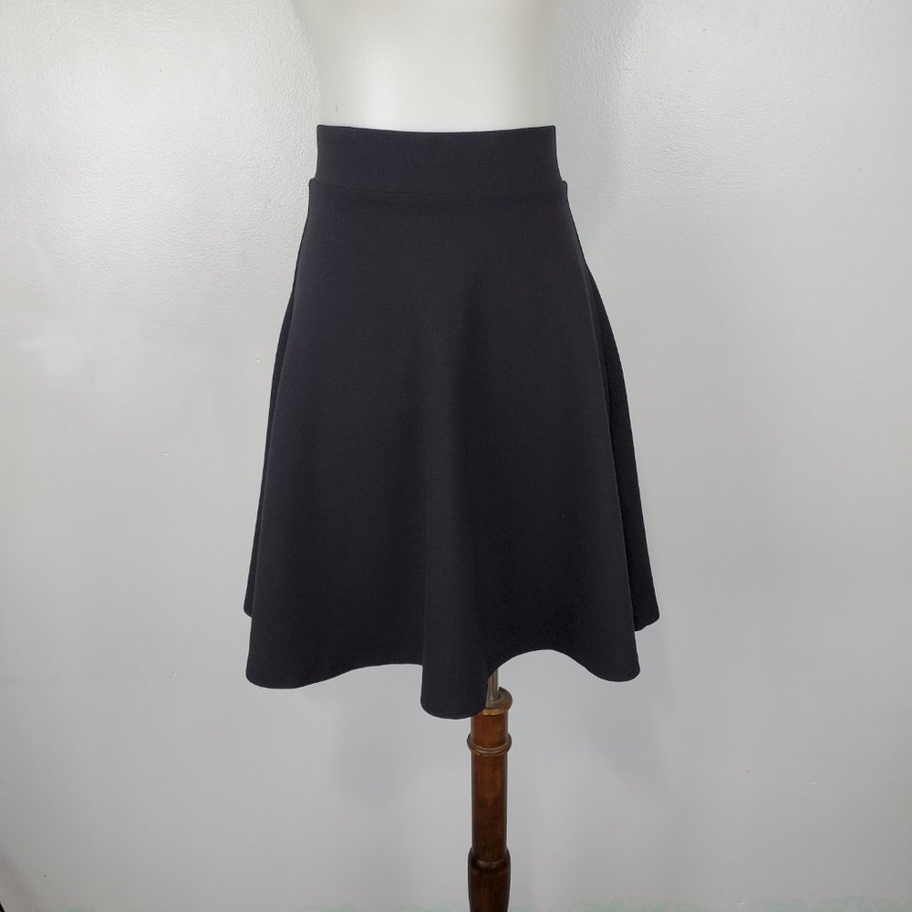 Divided Black Stretchy Skater Skirt, Size XS